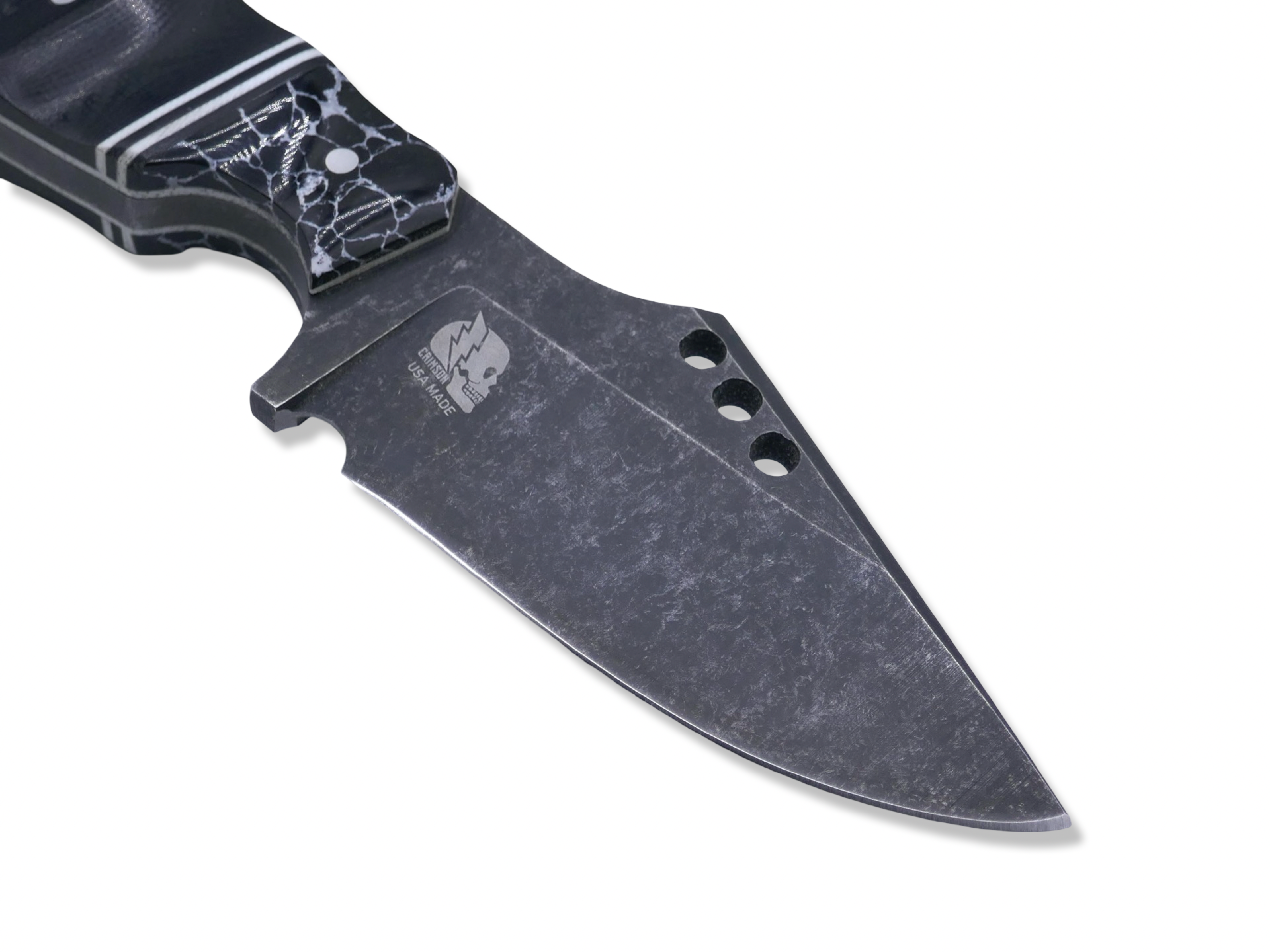 The Duke Custom 1 of 1 - Dark Stonewash Finish / Tru Stone Front / Black + White G-10 Splits / White G-10 Liner - SHEATH INCLUDED