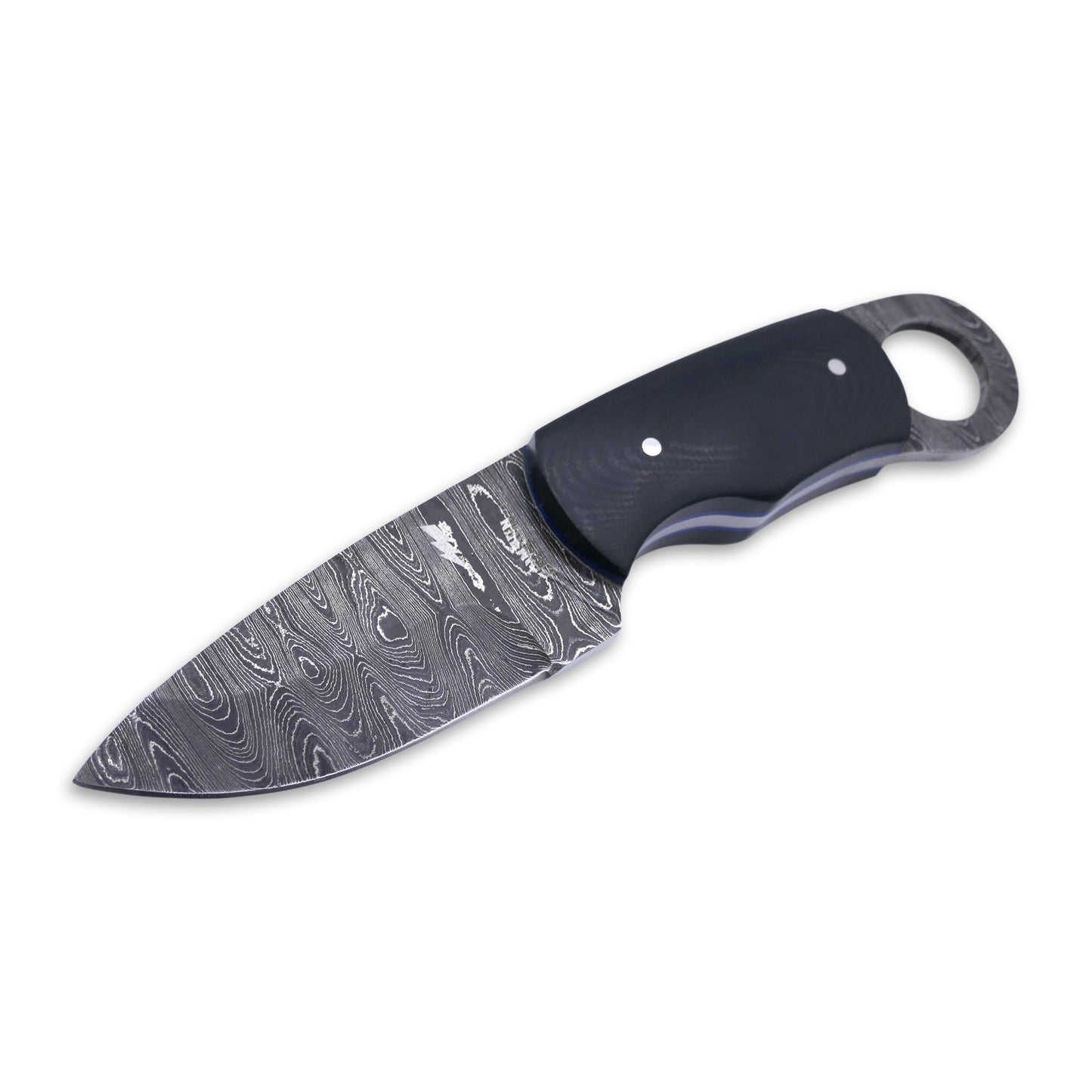 Honey Badger - Damascaus Fixed Blade / Black G-10 handle / Red Liner - Crimson Tactical