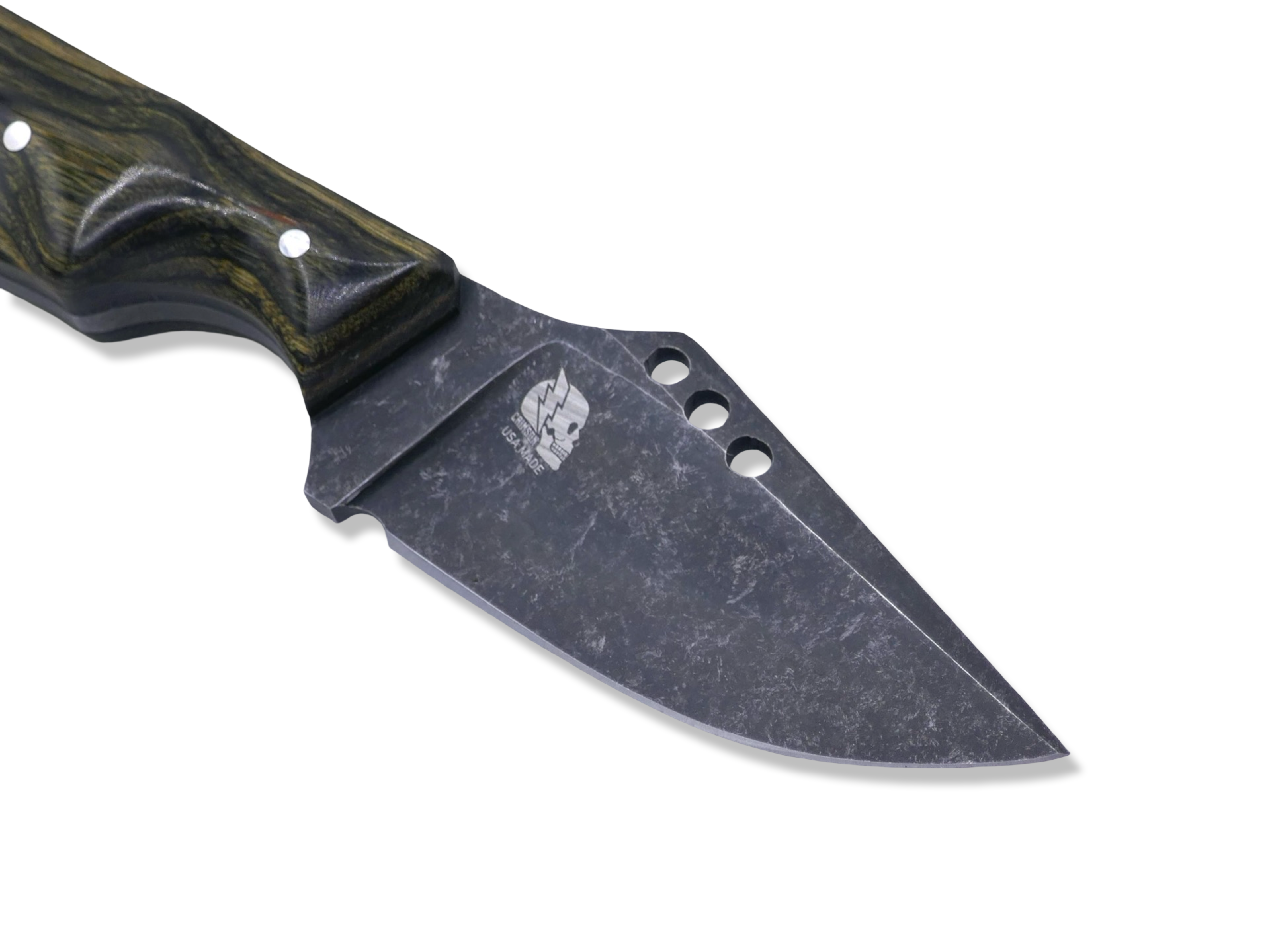 The Duke Custom 1 of 1 - Hollow Grind / Dark Stonewash / Dyma OD Green Wood Handle / SHEATH INCLUDED