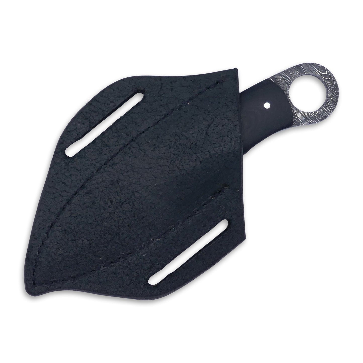 Honey Badger - Damascaus Fixed Blade / Black G-10 handle / Red Liner - Crimson Tactical