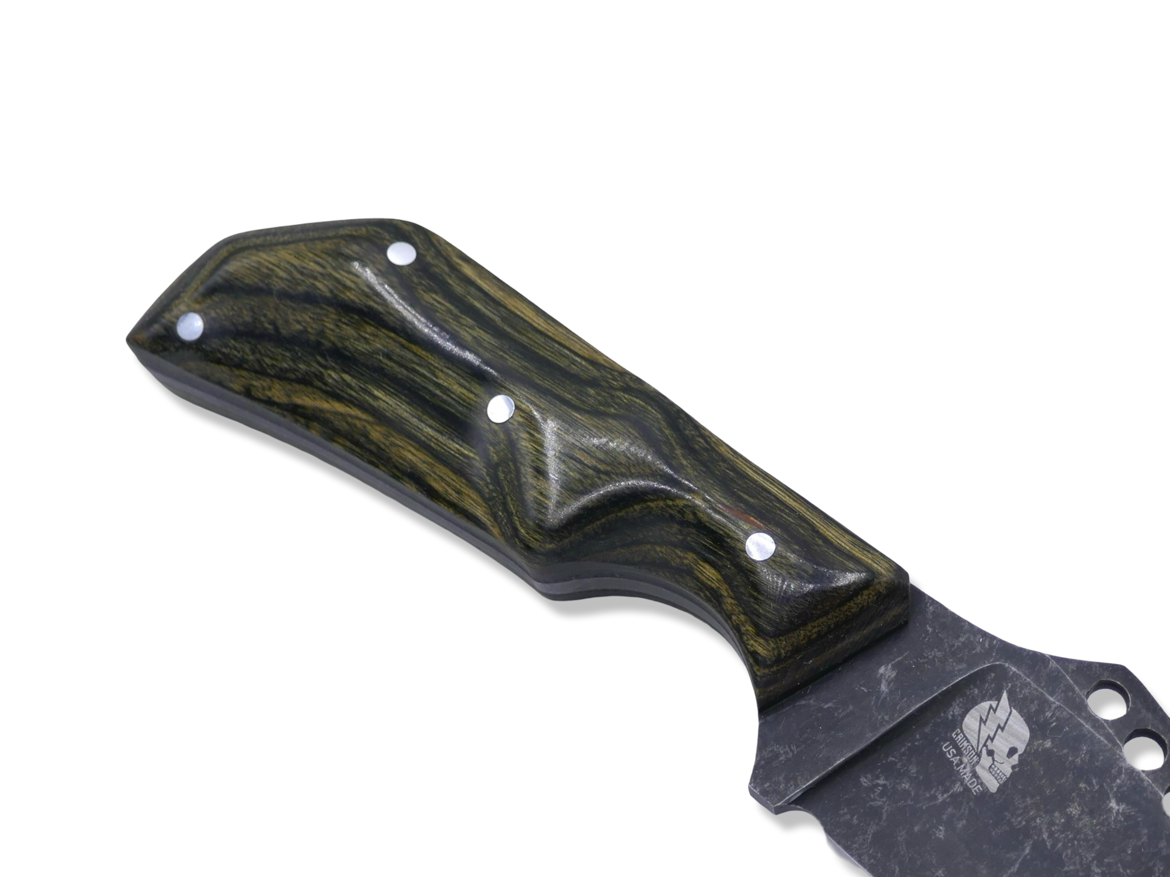 The Duke Custom 1 of 1 - Hollow Grind / Dark Stonewash / Dyma OD Green Wood Handle / SHEATH INCLUDED