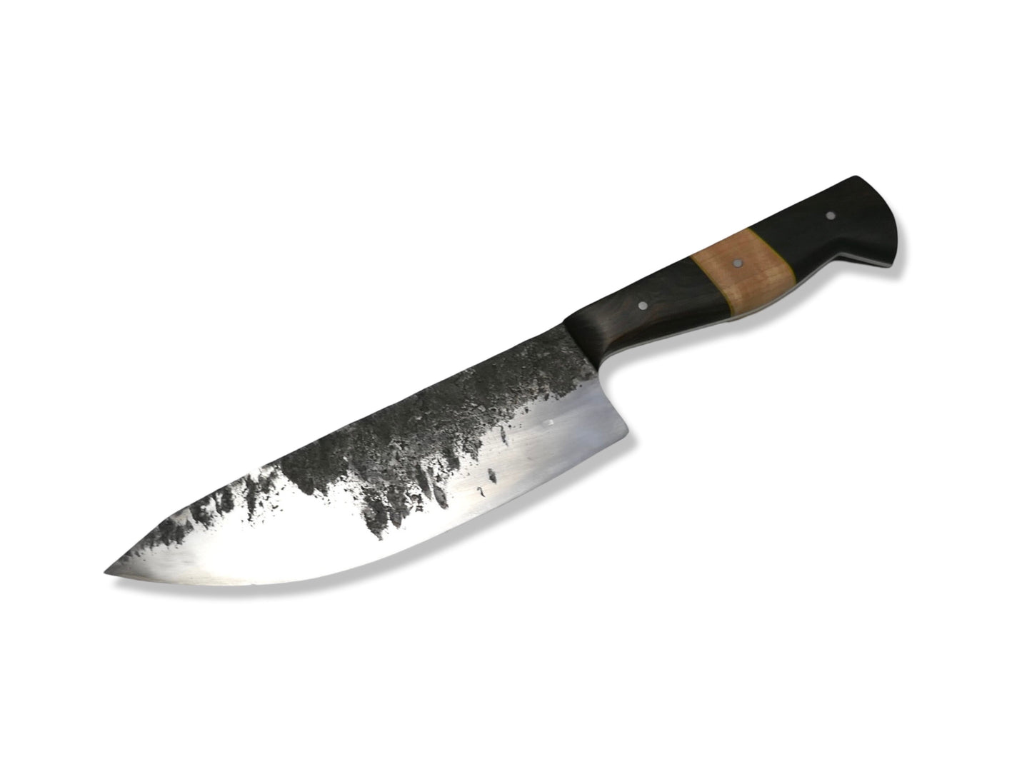 EREBUS - Hand Forged Kitchen Knife / Cocobolo W/ Oak Inlays / Yellow G-10 Inlay