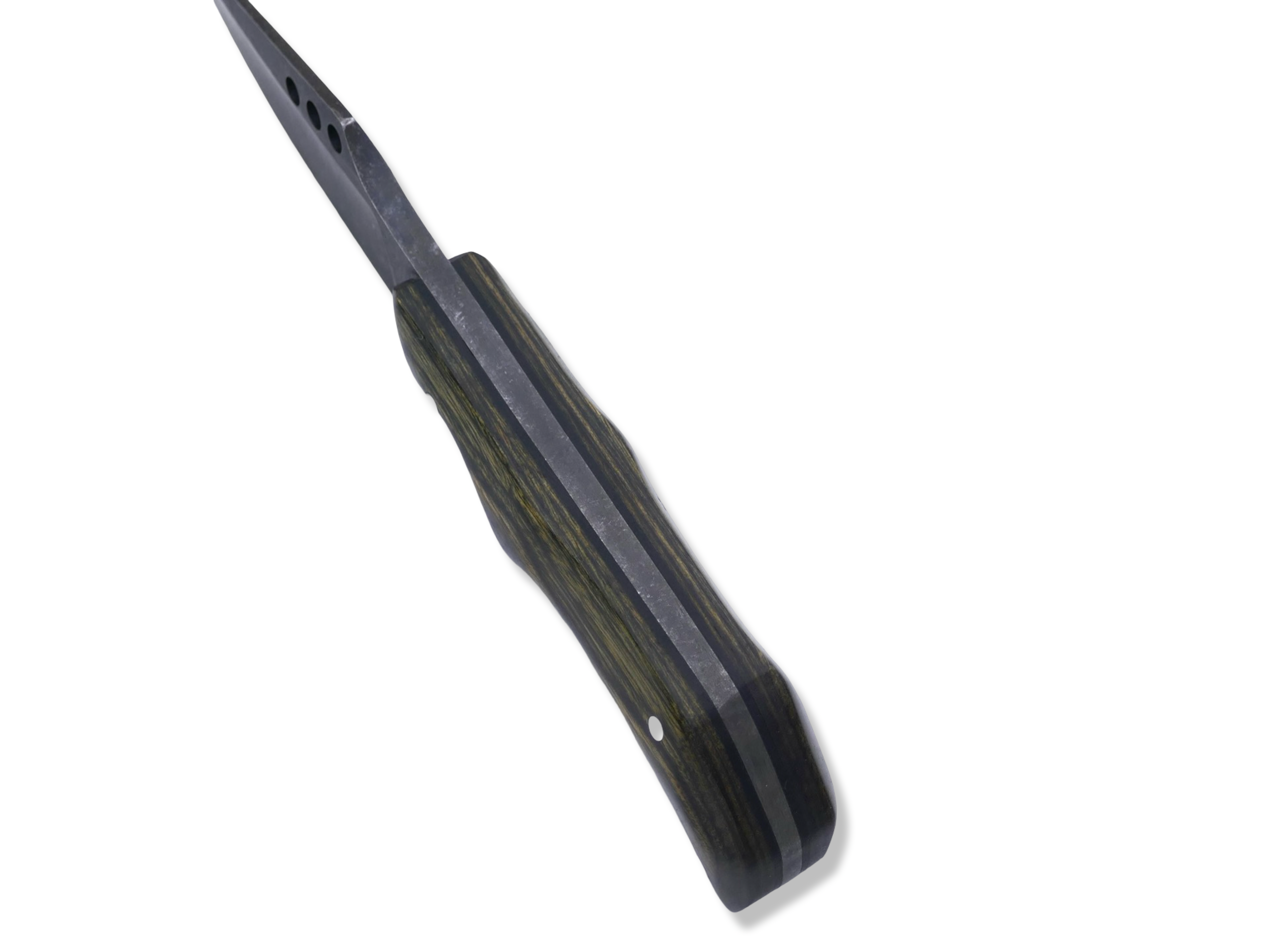 The Duke Custom 1 of 1 - Hollow Grind / Dark Stonewash / Dyma OD Green Wood Handle / SHEATH INCLUDED