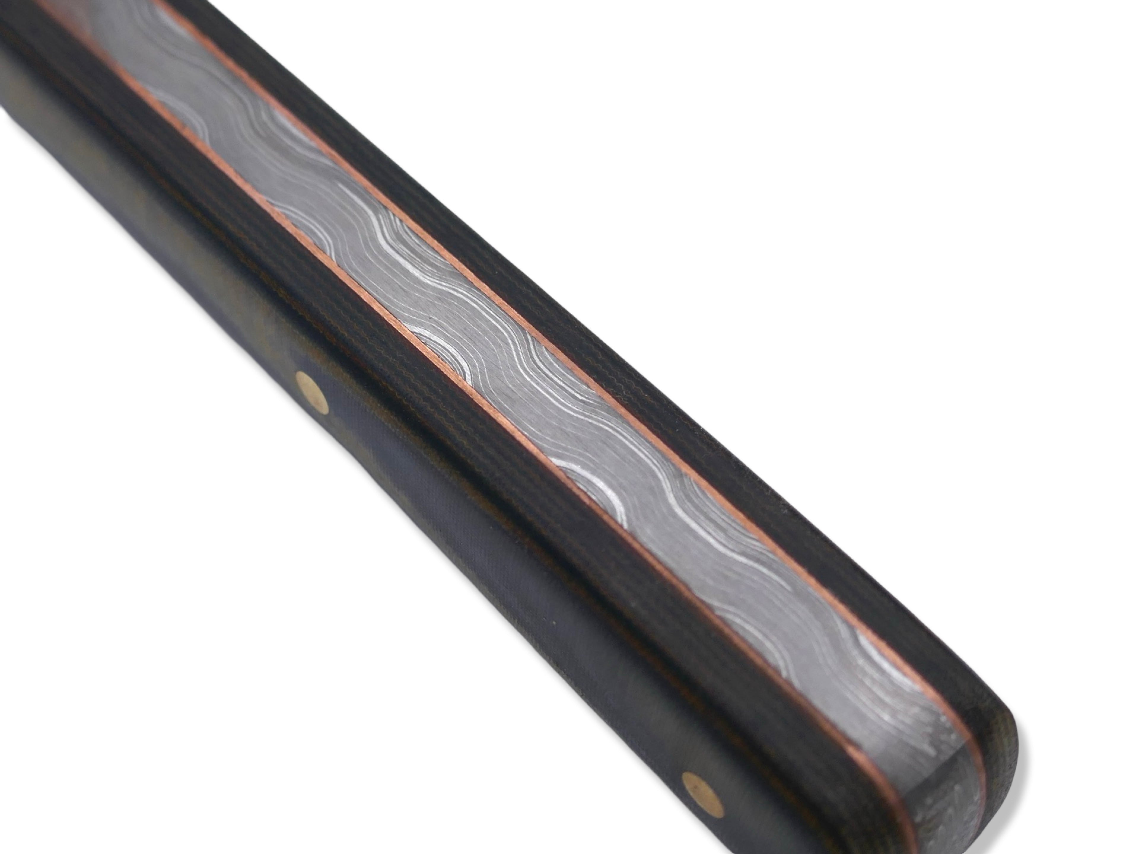 Tanto Scalpel - Vegas Forge Stainless Reptilian San Mai / 70’s Westinghouse Tan / Black Canvas Micarta