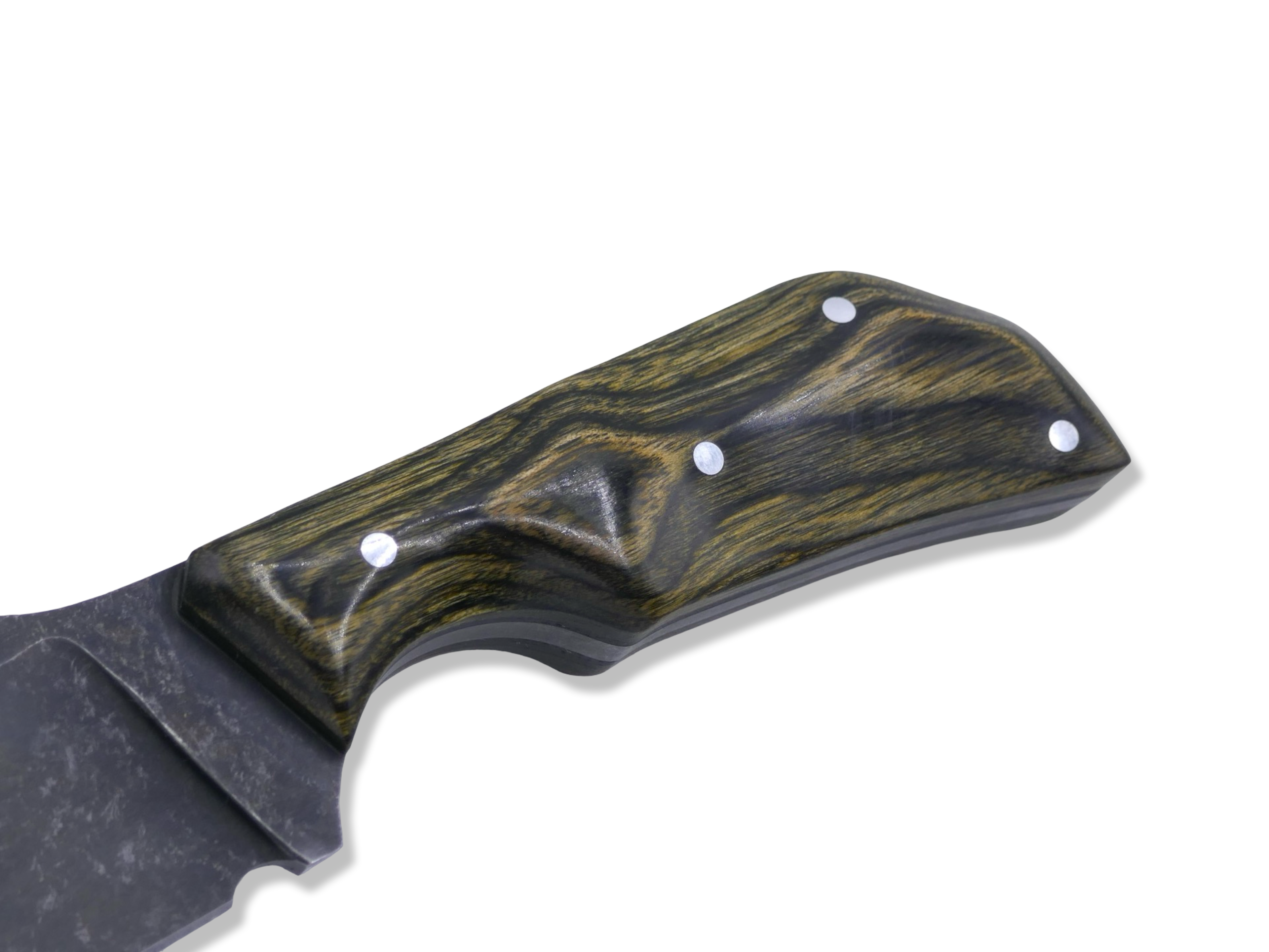 The Duke Custom 1 of 1 - Hollow Grind / Dark Stonewash / Dyma OD Green Wood Handle / SHEATH INCLUDED
