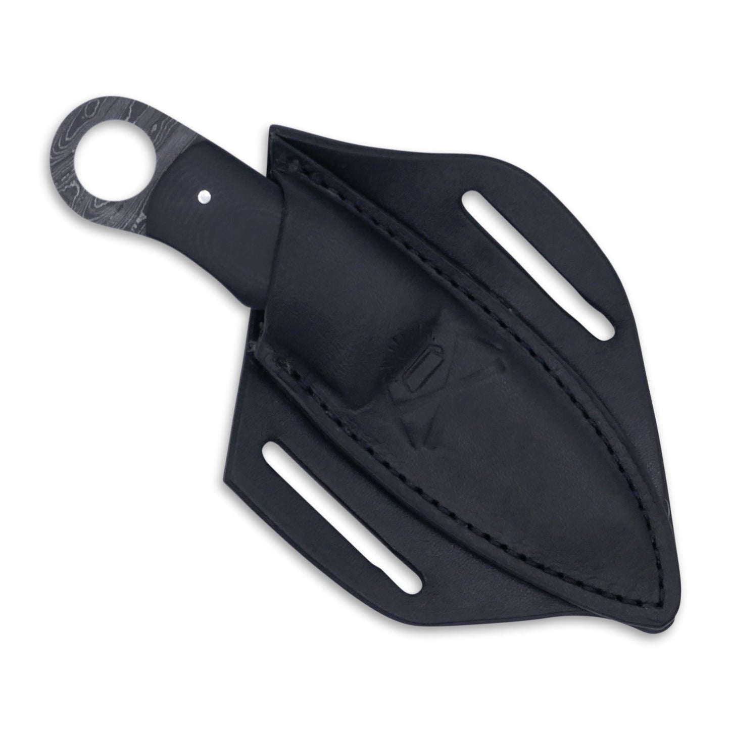 Honey Badger - Damascaus Fixed Blade / Black G-10 handle / Red Liner - Crimson Tactical