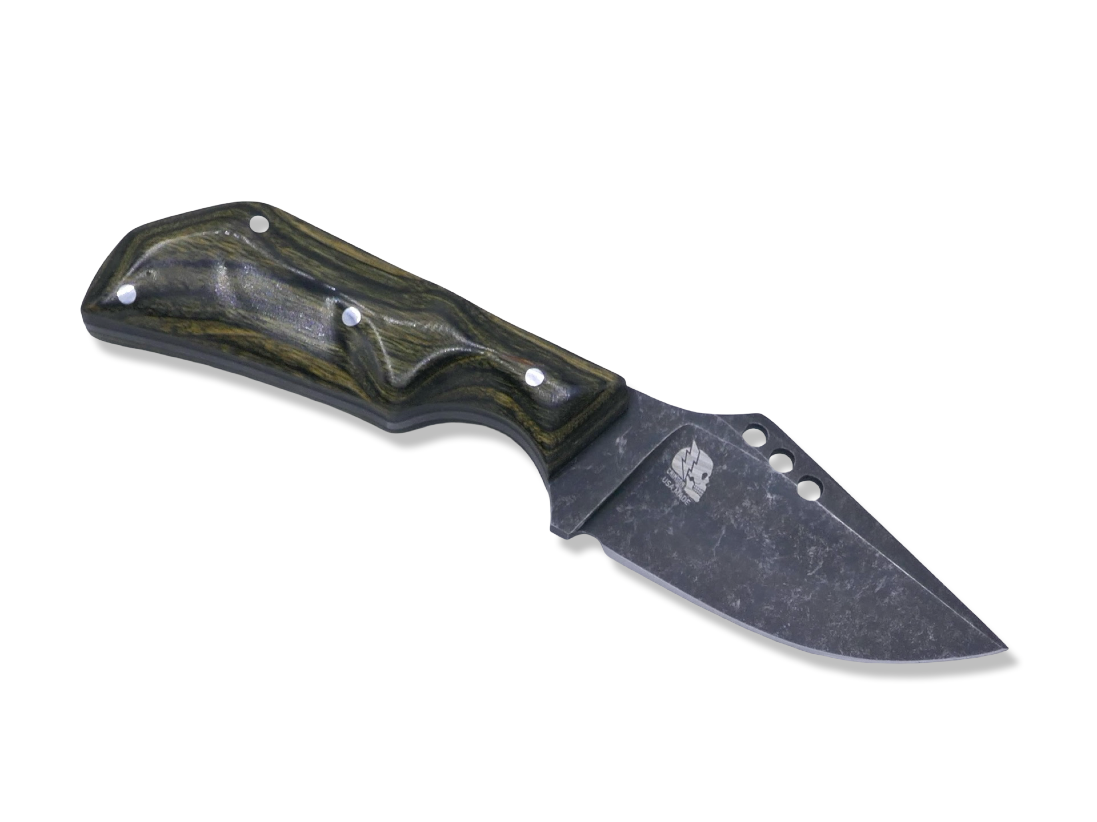 The Duke Custom 1 of 1 - Hollow Grind / Dark Stonewash / Dyma OD Green Wood Handle / SHEATH INCLUDED