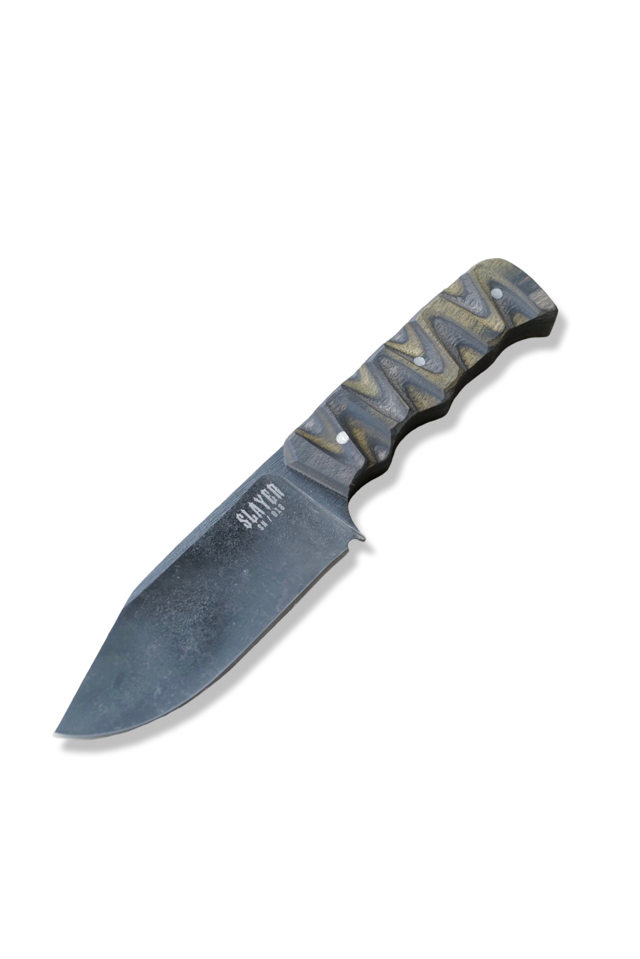 Slayer Mini Hollow Grind Custom - Dark Stonewash / Olive Dyma Handle / SHEATH INCLUDED