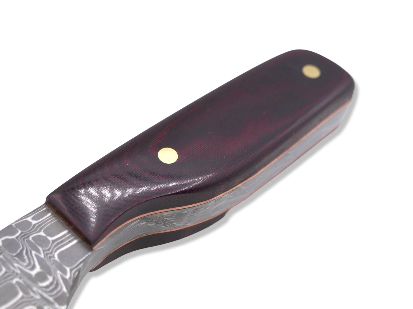 Mini Cleaver - Vegas Forge Stainless Reptilian San Mai / 70’s Westinghouse Red Linen Micarta / Copper Liners