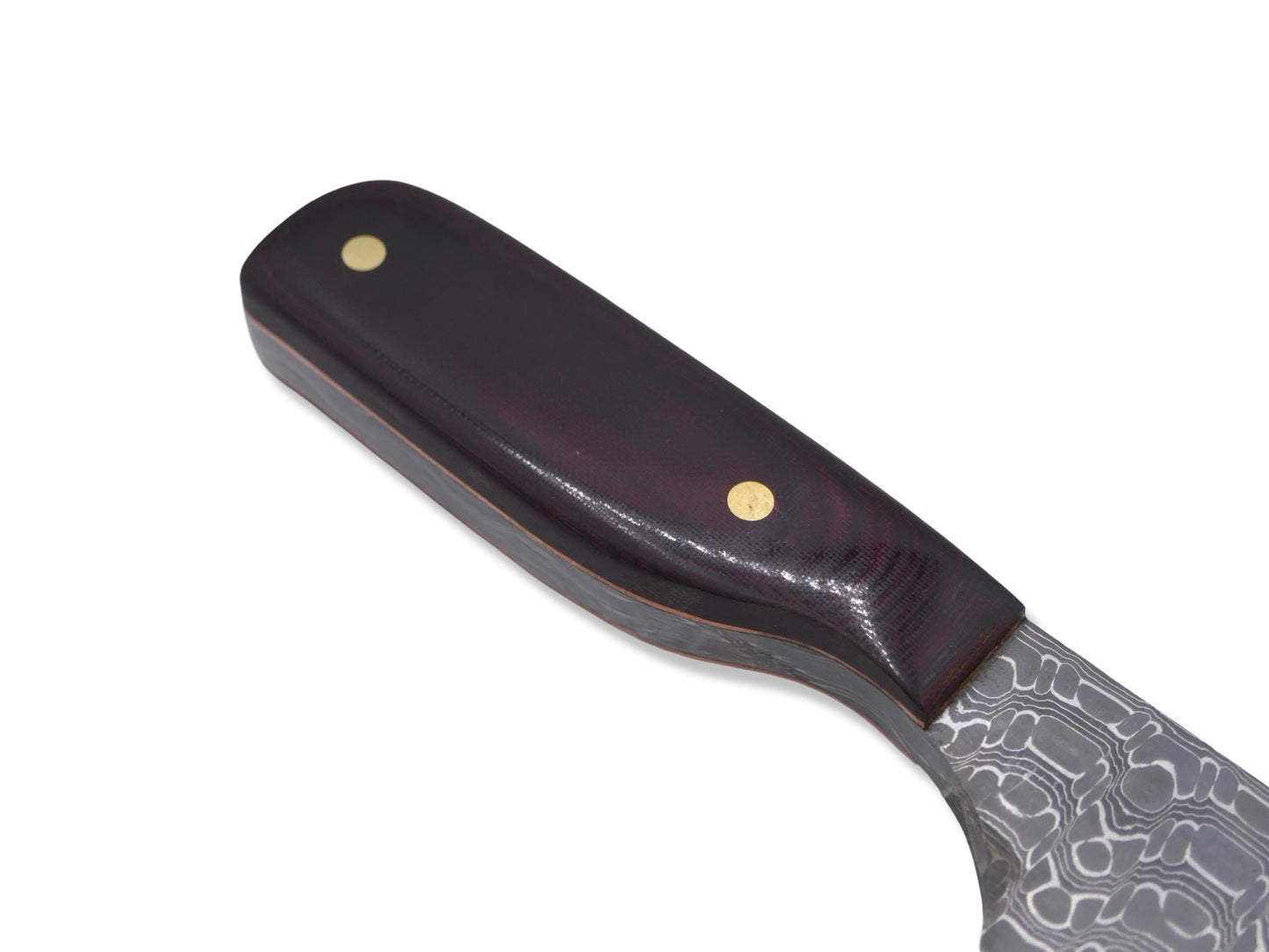 Mini Cleaver - Vegas Forge Stainless Reptilian San Mai / 70’s Westinghouse Red Linen Micarta / Copper Liners
