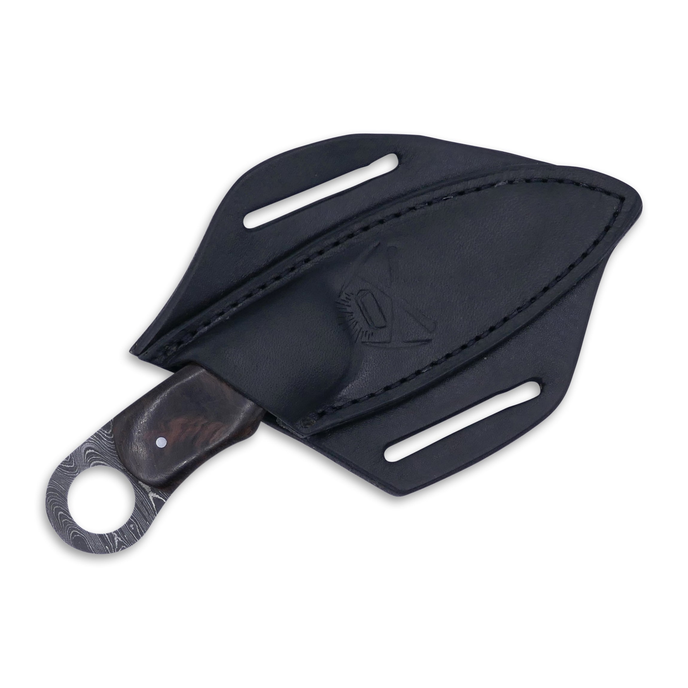 Honey Badger - Damascaus Fixed Blade / Desert Iron Wood / Black Liner - Crimson Tactical