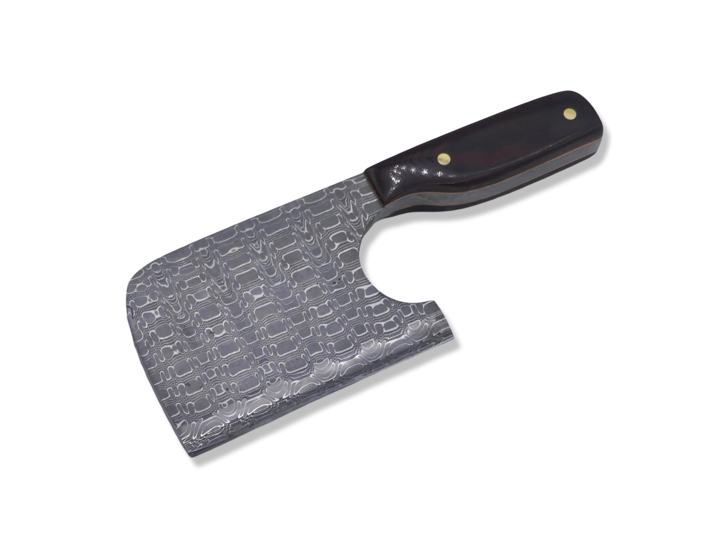 Mini Cleaver - Vegas Forge Stainless Reptilian San Mai / 70’s Westinghouse Red Linen Micarta / Copper Liners